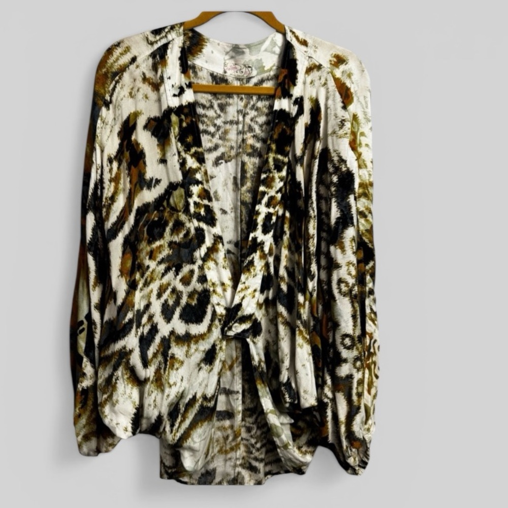 Free People Animal Print Stunning draped tunic shrug one size boho chic